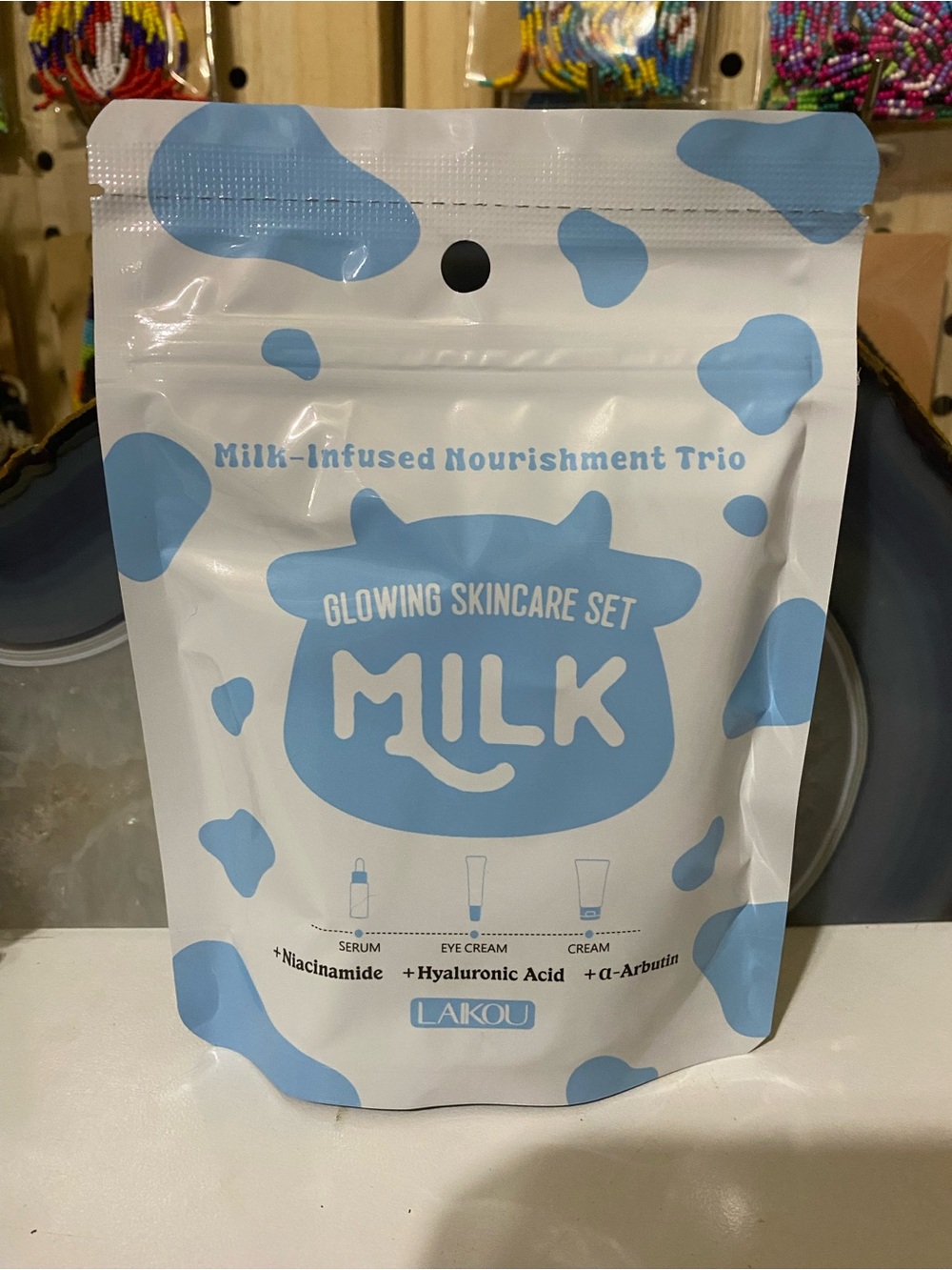 Aiko Milk Glowing Skincare Trio - Light Blue & White